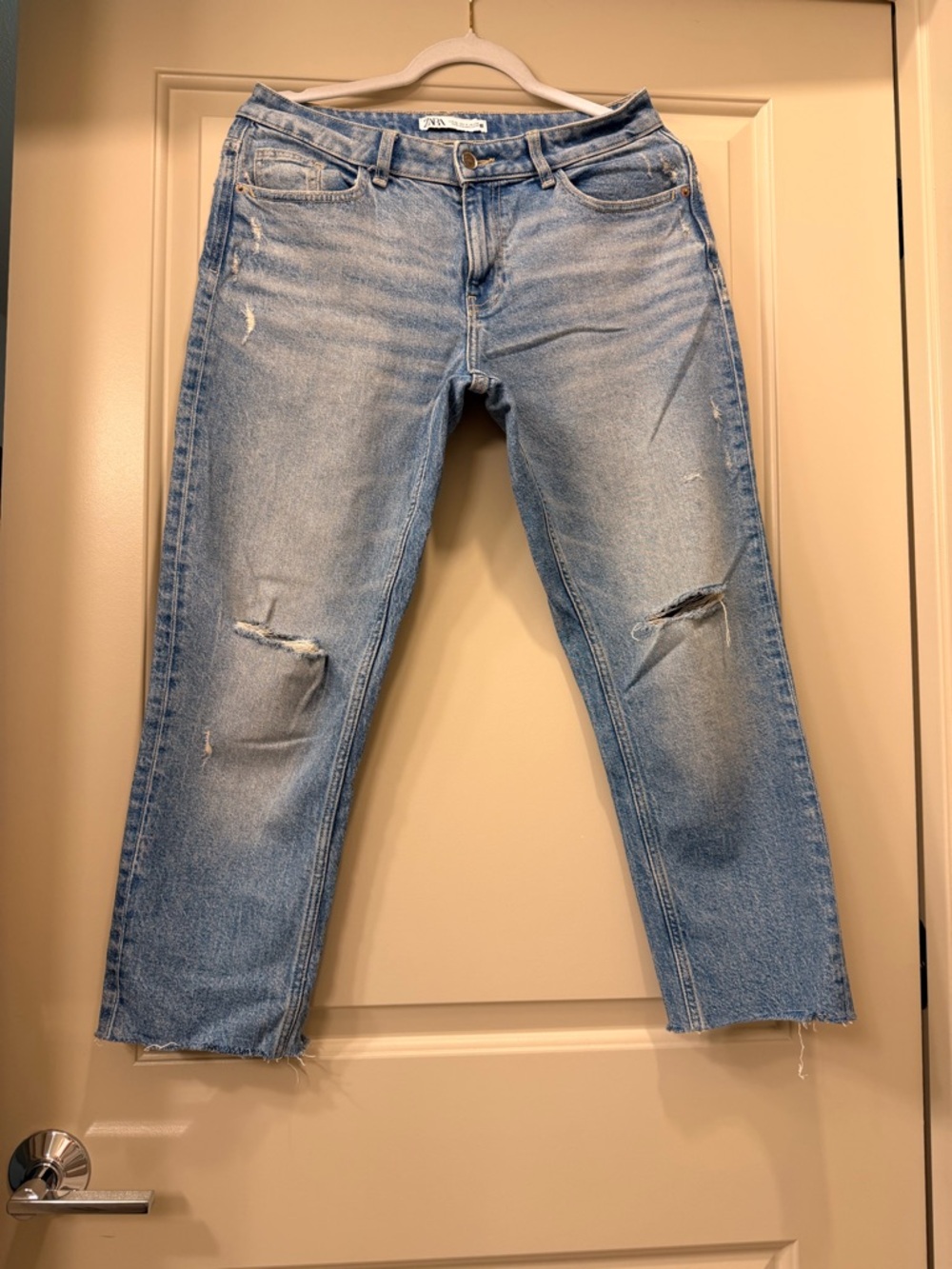Zara mid rise rigid straight leg jeans